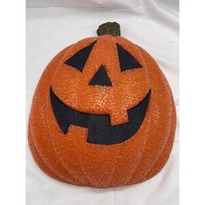 VTG Pumpkin Head Melted Popcorn Plastic Decor Halloween wall Jack o Lantern